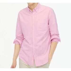 J. Crew Slim Flex Oxford Shirt Button Up Long Sleeve Resort Pink White NWT Large